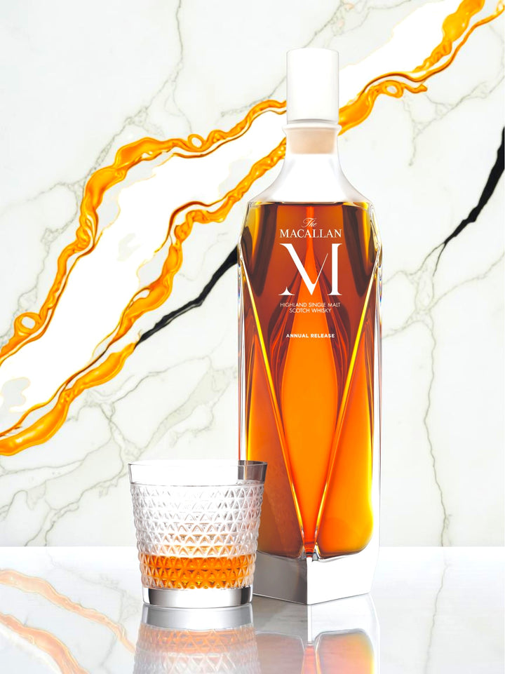 The Macallan "M" Lalique Decanter Highland Single Malt Scotch Whisky — Sherry Oak, Hand-Crafted Lalique Crystal