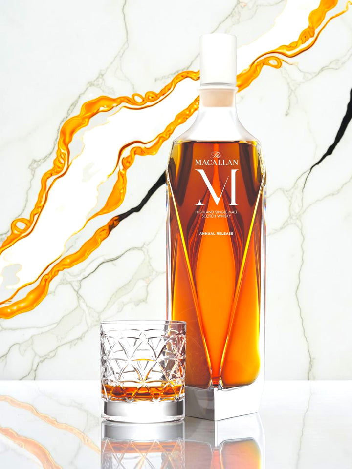 The Macallan "M" Lalique Decanter Highland Single Malt Scotch Whisky — Sherry Oak, Hand-Crafted Lalique Crystal
