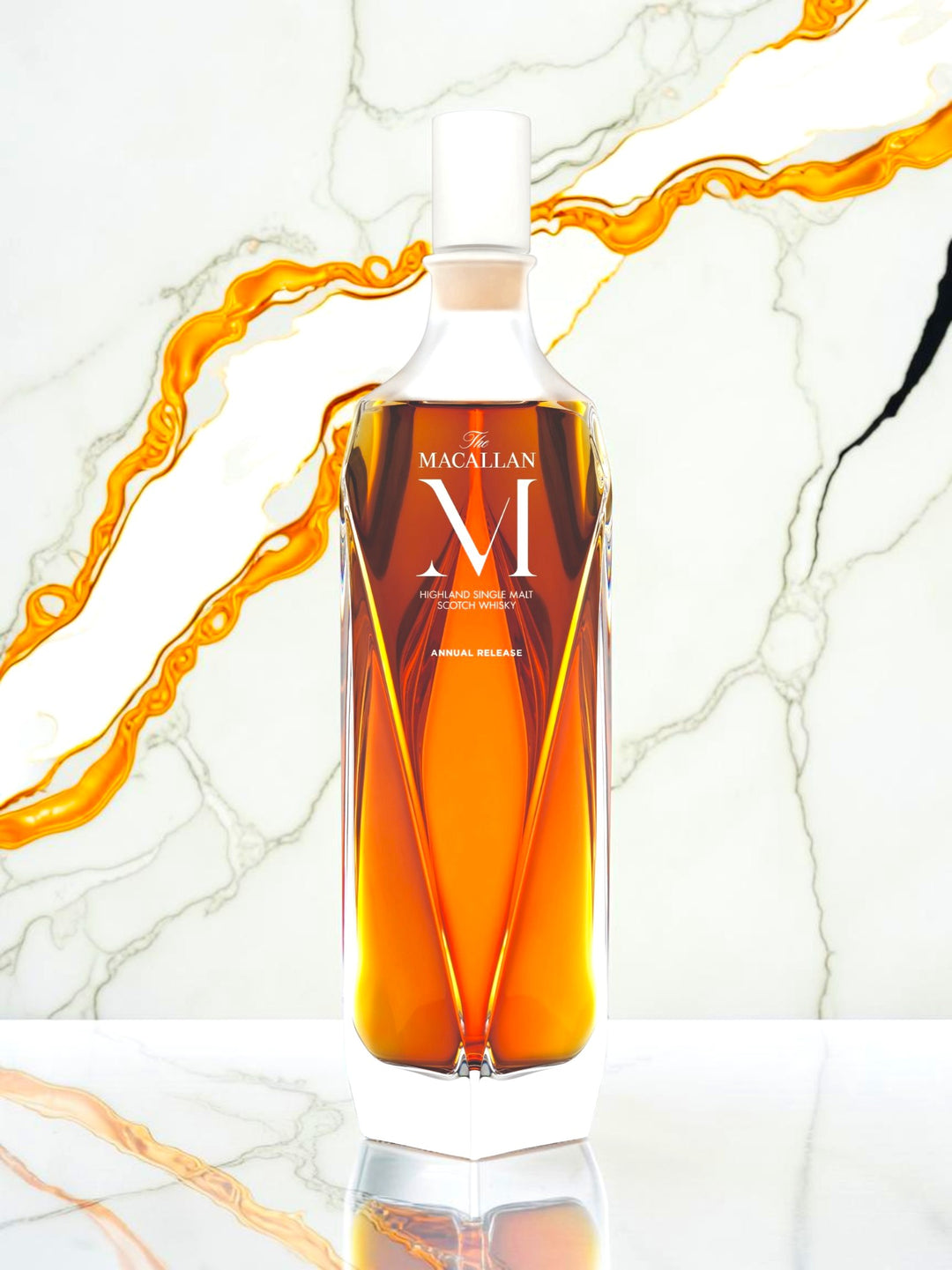 The Macallan "M" Lalique Decanter Highland Single Malt Scotch Whisky — Sherry Oak, Hand-Crafted Lalique Crystal