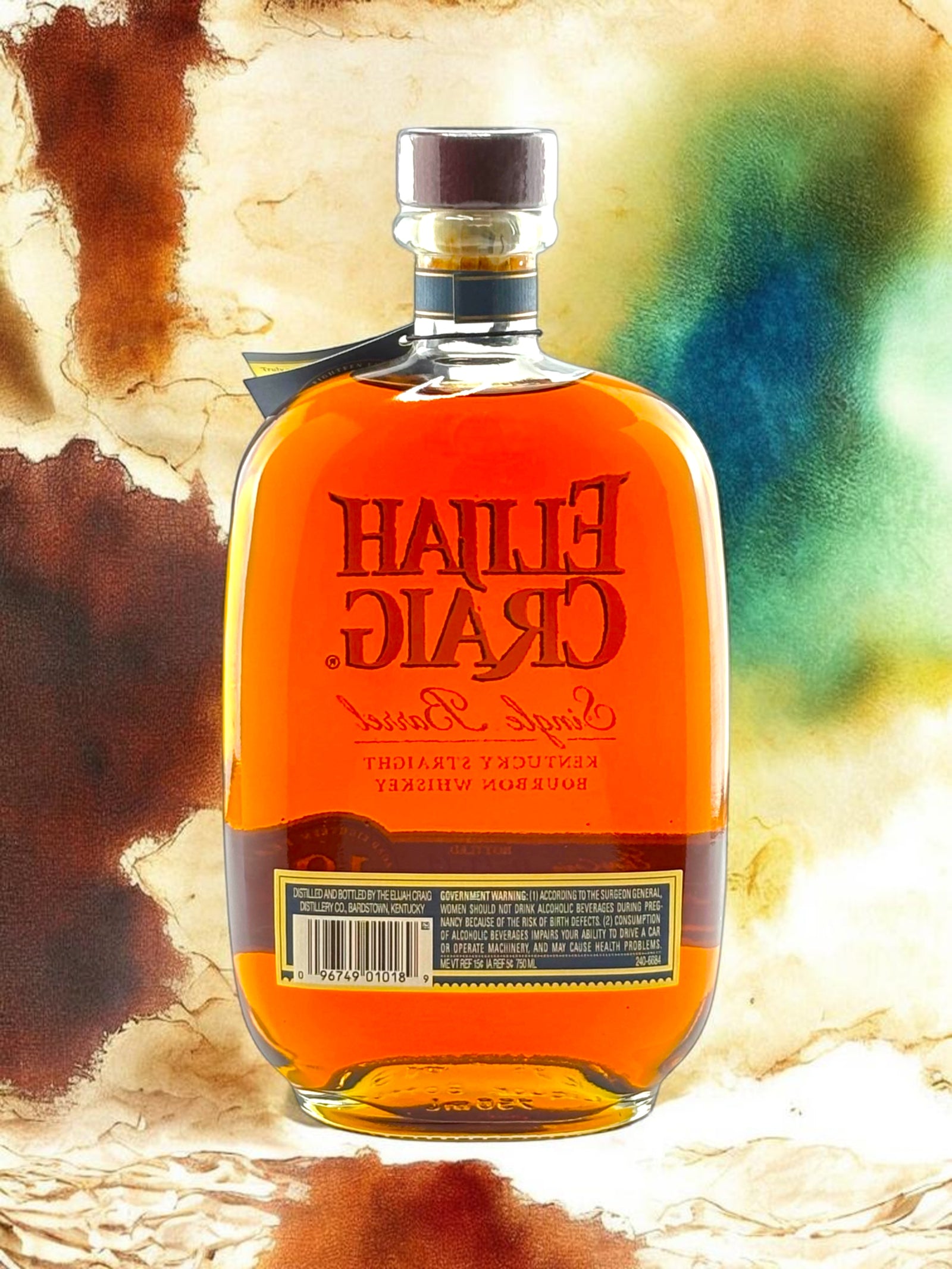  Primary
Elijah Craig 18 Year Single Barrel Bourbon bottle, back label.