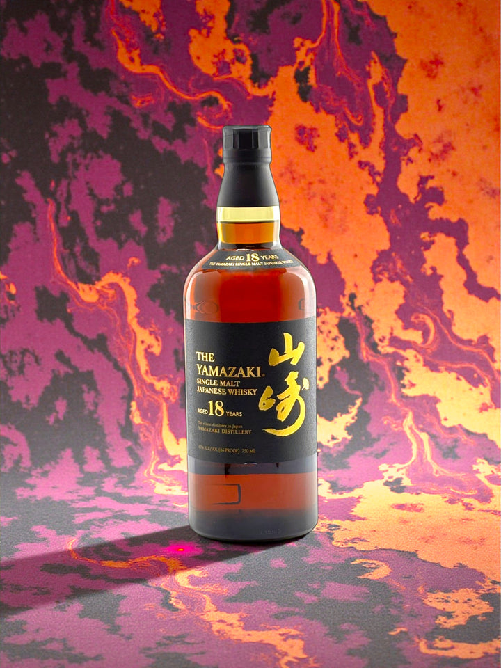 Primary
The Yamazaki 18 Year Old single malt Japanese whisky bottle, front view.