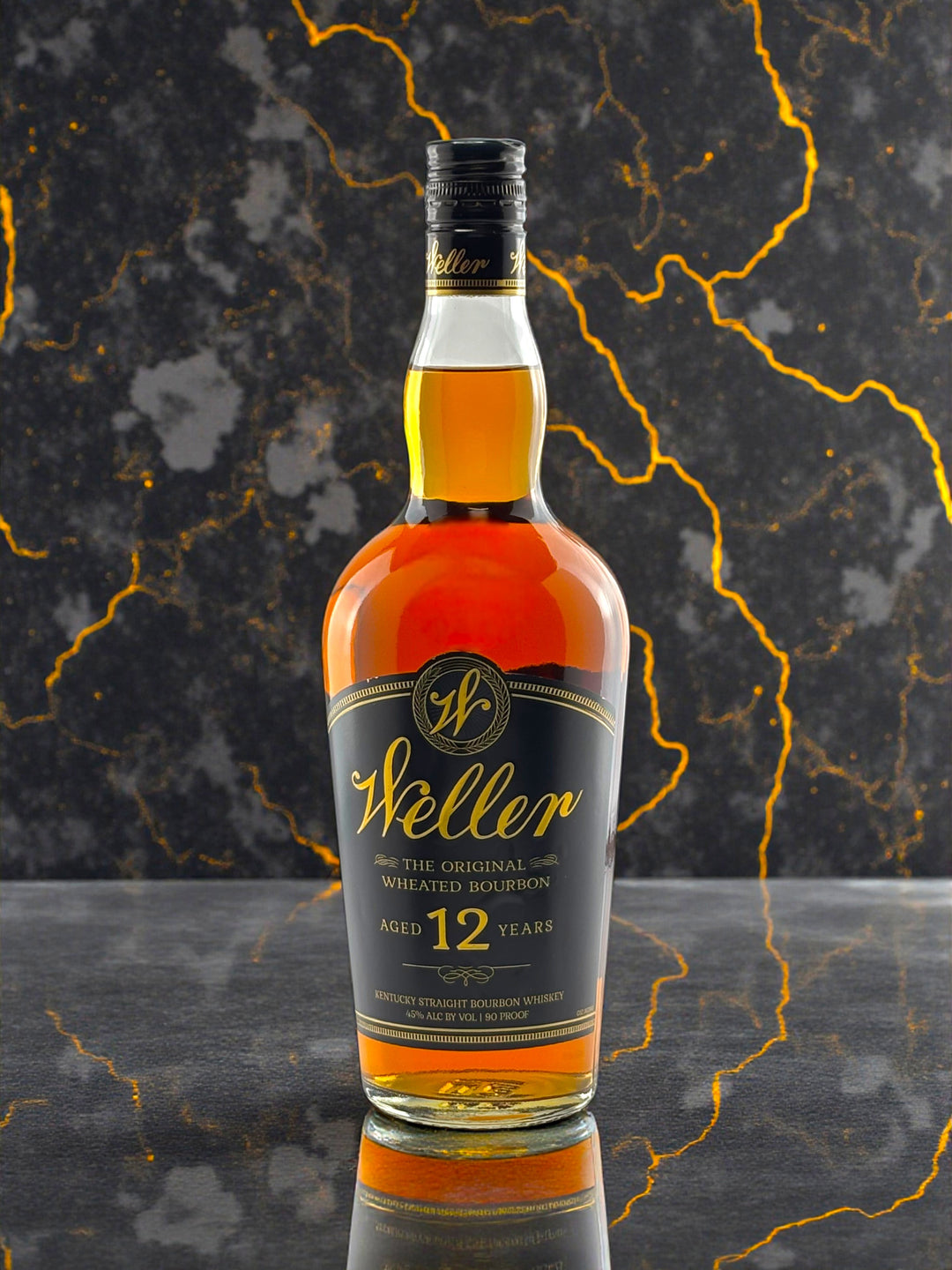  Primary
W.L. Weller 12 Year Old wheated bourbon bottle, front label.