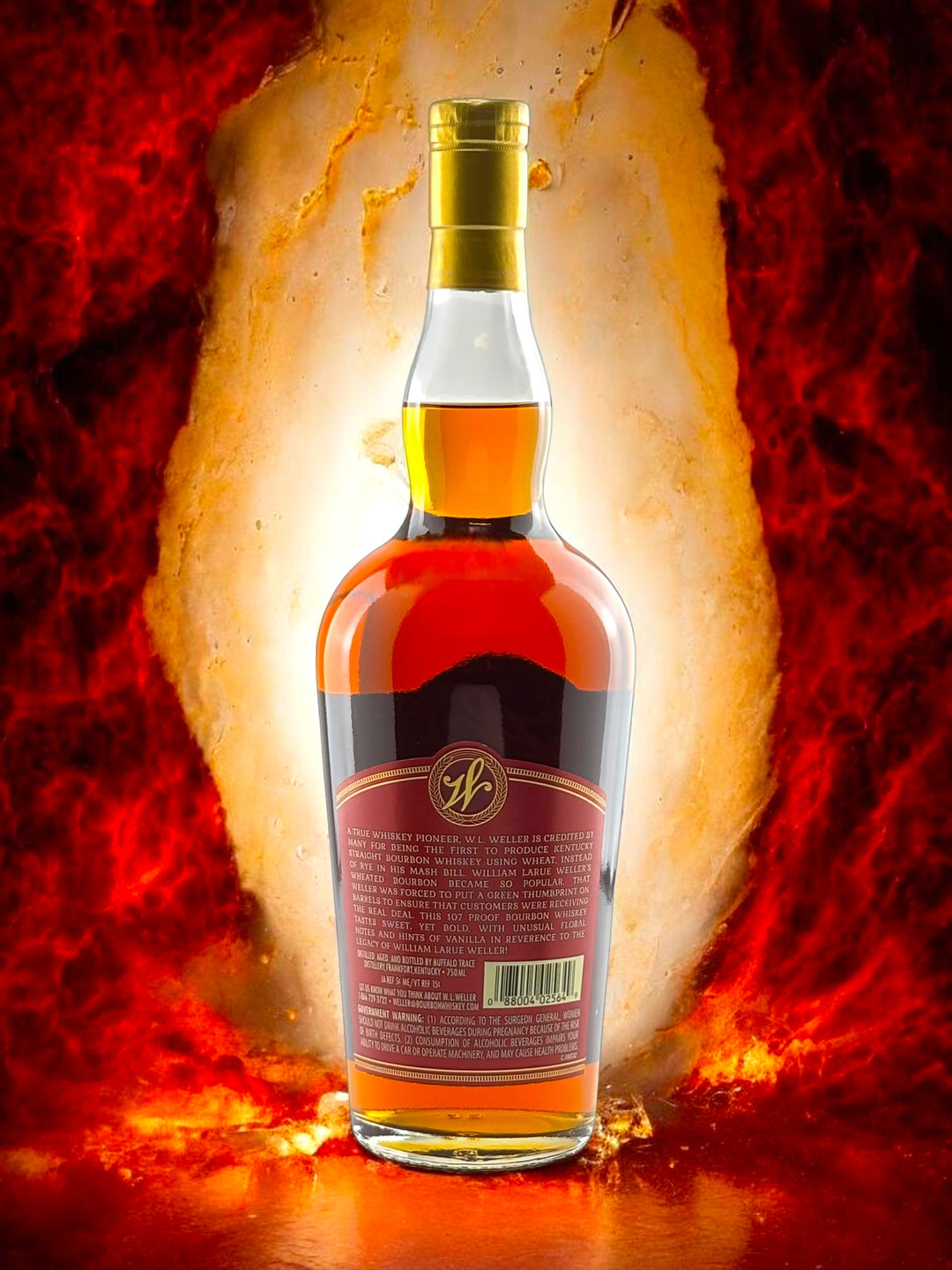 Back Label
Weller Antique 107 back label showing 107 proof and Buffalo Trace wheated mashbill.
